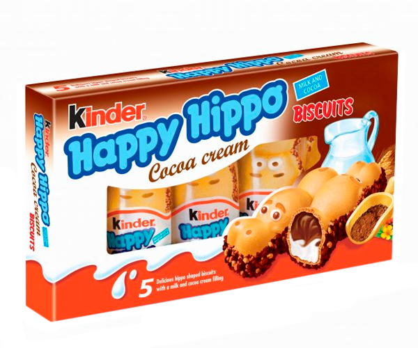 Печиво Kinder Happy Hippo з начинкою какао 5х20,7 г - фото-1