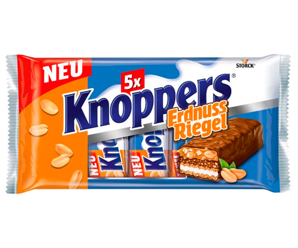 Шоколадно-вафельні батончики Knoppers з арахісом та нугою 200 г - фото-1