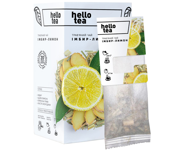 Трав'яний чай Hello Tea Імбир Лимон фільтр-пак 20 шт - фото-1