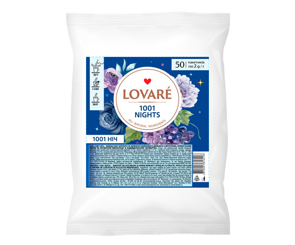 Купаж черного и зеленого чая Lovare 1001 Ночь в пирамидках 15 шт