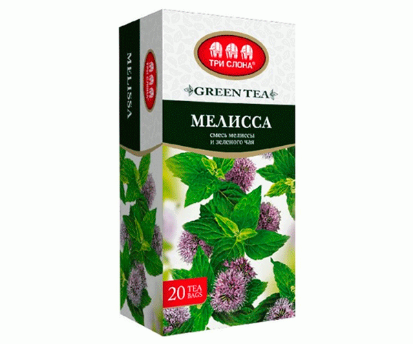 Зелений чай Три Слона Мелісса в пакетиках 20 шт - фото-1