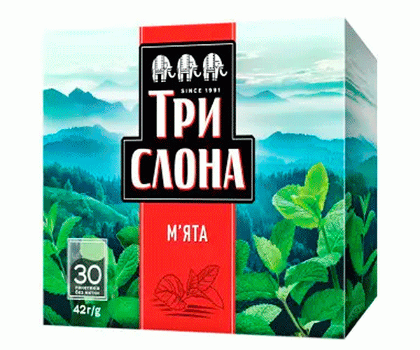Трав'яний чай Три Слона М'ята в пакетиках 30 шт - фото-1