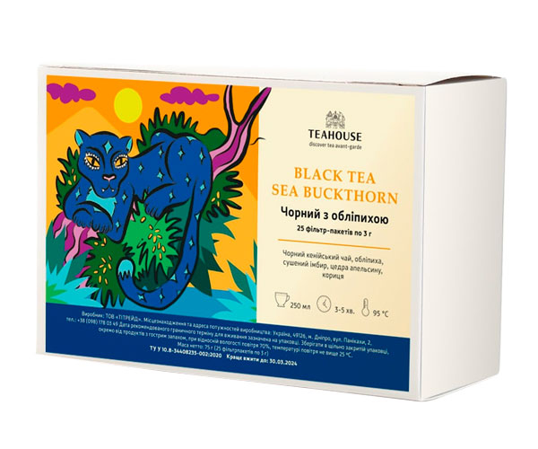 Чорний чай Teahouse Обліпиха в пакетиках 25 шт - фото-1