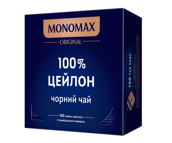 Черный чай Мономах 100% Ceylon в пакетиках 100 шт