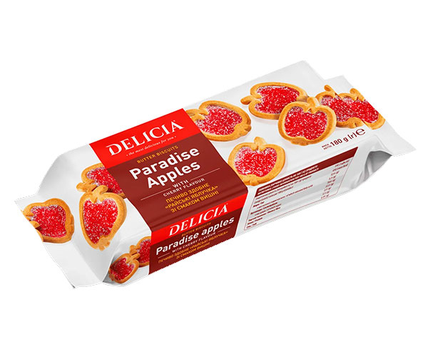 Печенье Delicia Райские яблочки сдобное с вишней 180 г