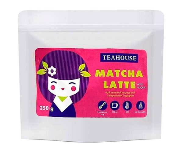 Японский чай Teahouse №124 Матча Латте 3 в 1 с сахаром 250 г