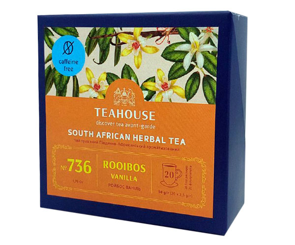 Травяной чай Teahouse №736 Ройбуш Ваниль в пакетиках 20х2,5 г