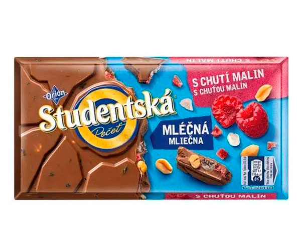 Молочный шоколад Studentska Milk s chuti Malin 170 г