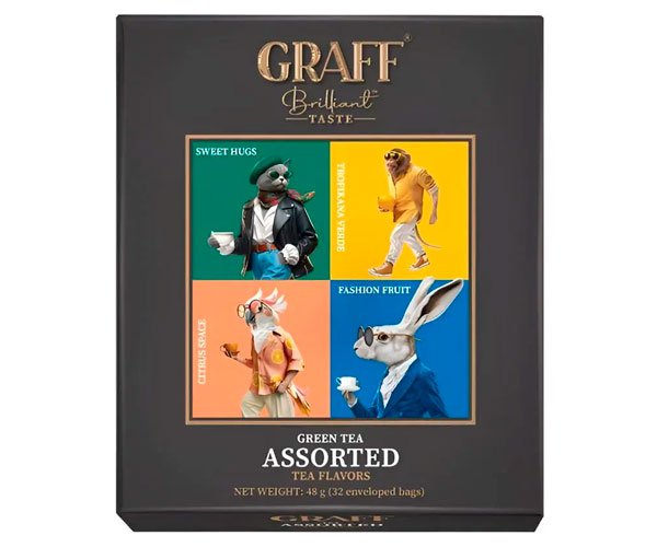 Зеленый чай Graff Assorted tea flavors в саше 32 шт
