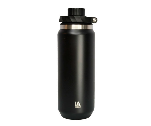 Термобутылка Line Art SportSwell вакуумная черная 600 мл