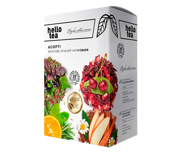 Фруктово-ягодный чай Hello Tea Ассорти 4 вкуса фильтр-пак 20 шт