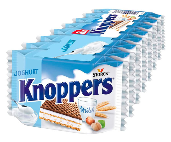 Вафли Knoppers с йогуртовым кремом и молочно-сливочной начинкой 8 шт 200 г