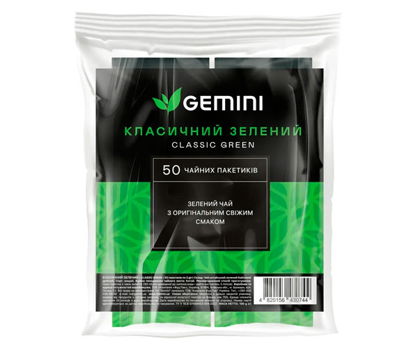 Зеленый чай Gemini Классический в пакетиках 50 шт