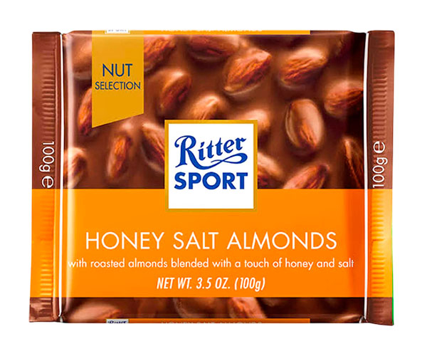 Молочный шоколад Ritter Sport Цельный миндаль с солью и медом 100 г