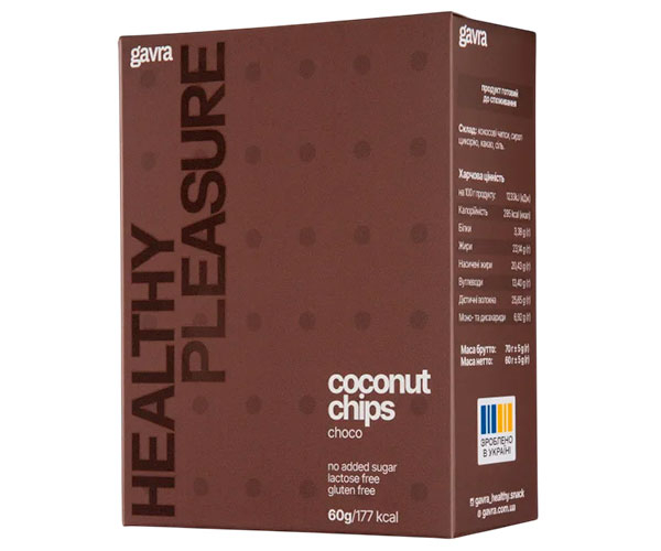 Кокосовые чипсы Gavra Шоколадные 60 г