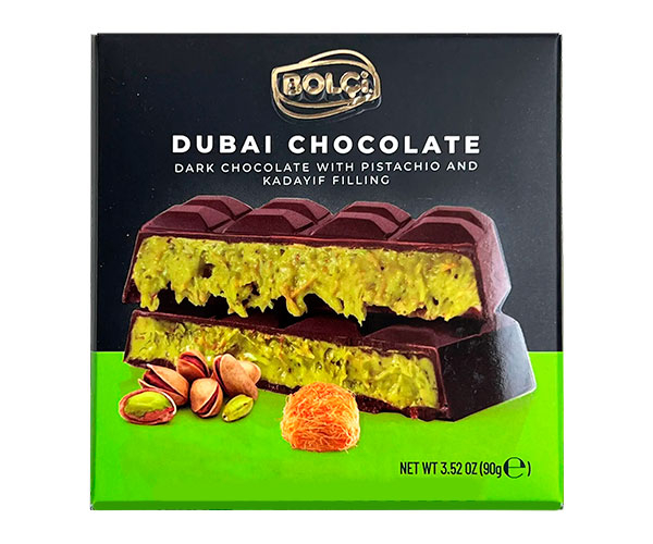 Черный шоколад Bolci Дубайский с фисташками брикет 90 г