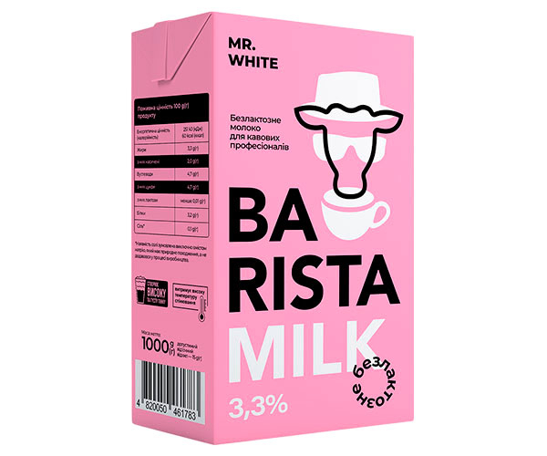 Молоко ультрапастеризованное безлактозное Mr. White Barista Milk 3,3% 1 л (ящик 12 шт) фото