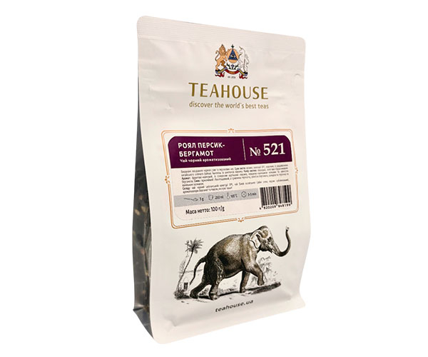 Купаж черного и белого чая Teahouse №521 Роял Персик Бергамот 100 г