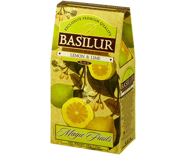 Черный чай Basilur Лимон и лайм картон 100 г - фото-1