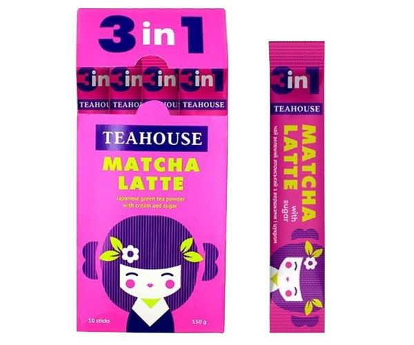 Японський чай Teahouse №124 Матча Лате 3 в 1 з цукром на безлактозних вершках у стіках 10 шт - фото-1