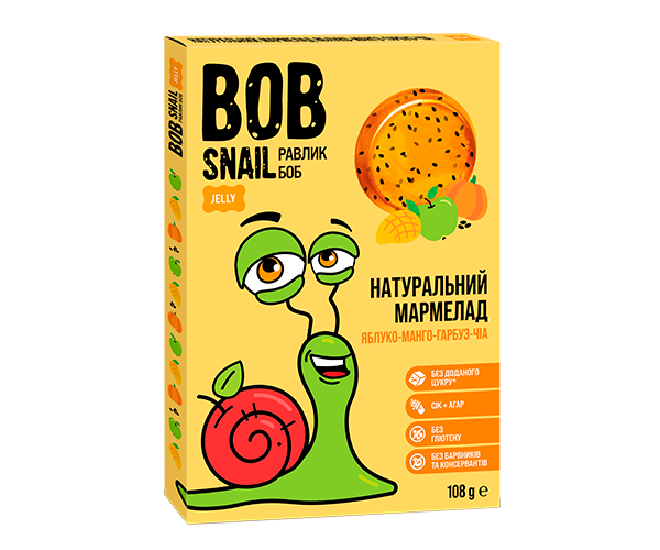 Мармелад Bob Snail Яблуко-Манго-Гарбуз-Чіа 108 г - фото-1