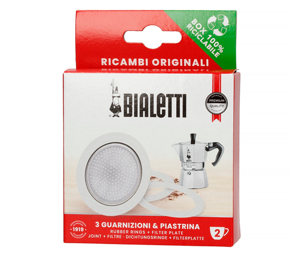 3 уплотнителя + сито для кофеварок Bialetti на 2 порции