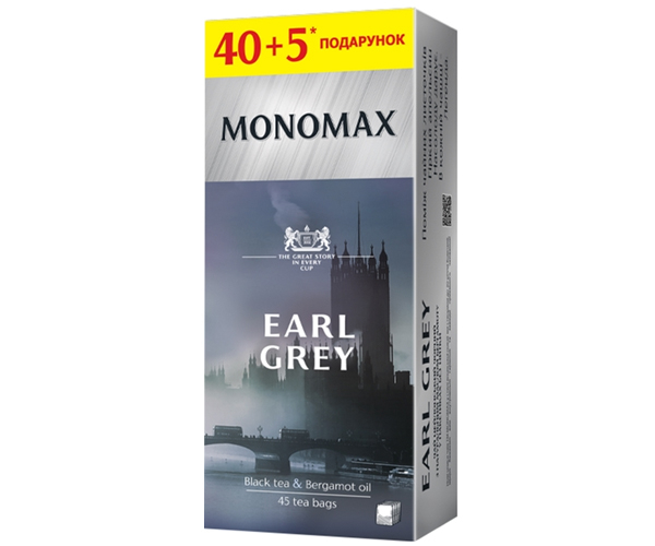 Чорний чай Мономах Earl Grey у пакетиках 40+5 шт - фото-1