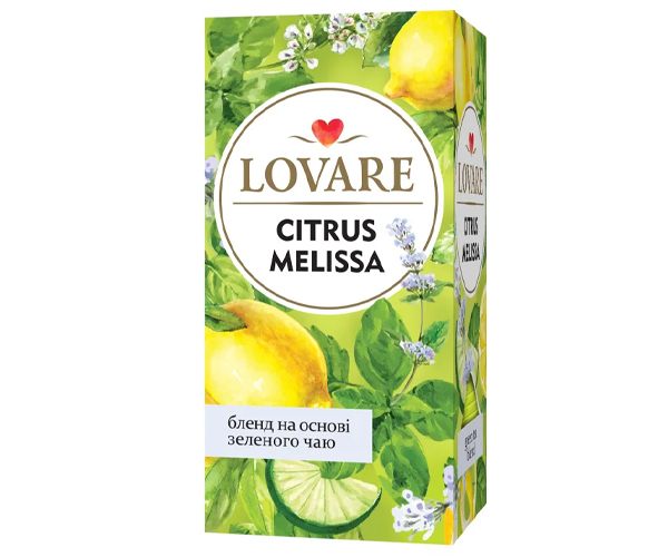 Купаж зеленого та трав'яного чаю Lovare Цитрус Меліса в пакетиках 24 шт - фото-2
