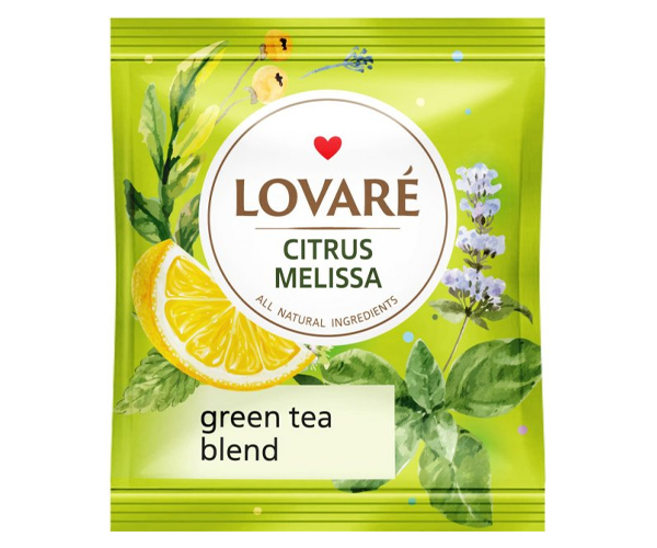 Купаж зеленого та трав'яного чаю Lovare Цитрус Меліса в пакетиках 50 шт - фото-2