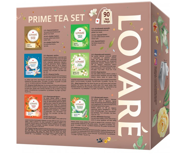 Колекція чаю Lovare Prime Tea Set у пакетиках 90 шт. - фото-2