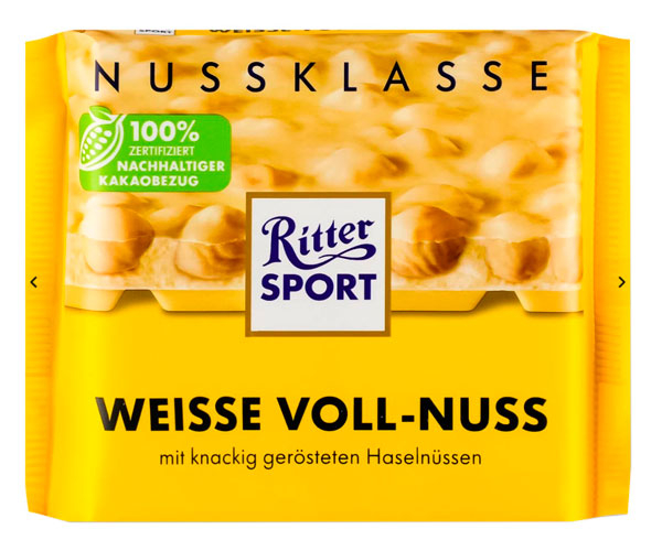 Белый шоколад Ritter Sport Цельный фундук 100 г