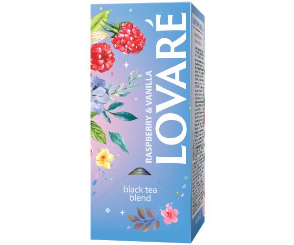 Чорний чай Lovare Малина Ваніль у пакетиках 24 шт - фото-3