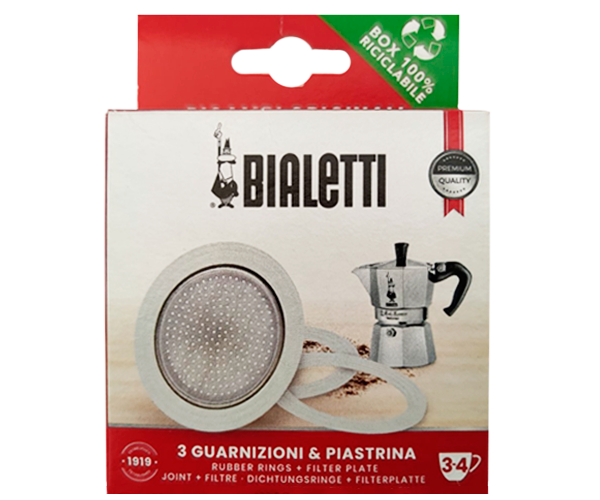 3 уплотнителя + сито для кофеварок Bialetti на 3-4 порции - фото-1