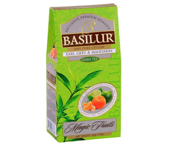 Зелений чай Basilur Ерл Грей та Мандарин картон 100 г - фото-1