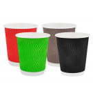 Стакан бумажный гофра рифленый коричневый 270 мл - 25 шт