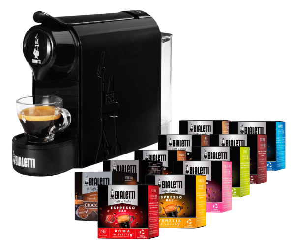 Набор Капсульная кофеварка Bialetti CF90 BLACK + Стартовый набор капсул Bialetti Orirginal (480 шт)