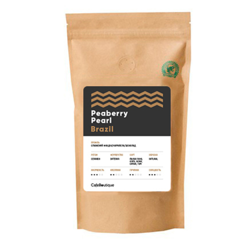 Кава CafeBoutique Brazil Peaberry Pearl у зернах 250 г - фото-1